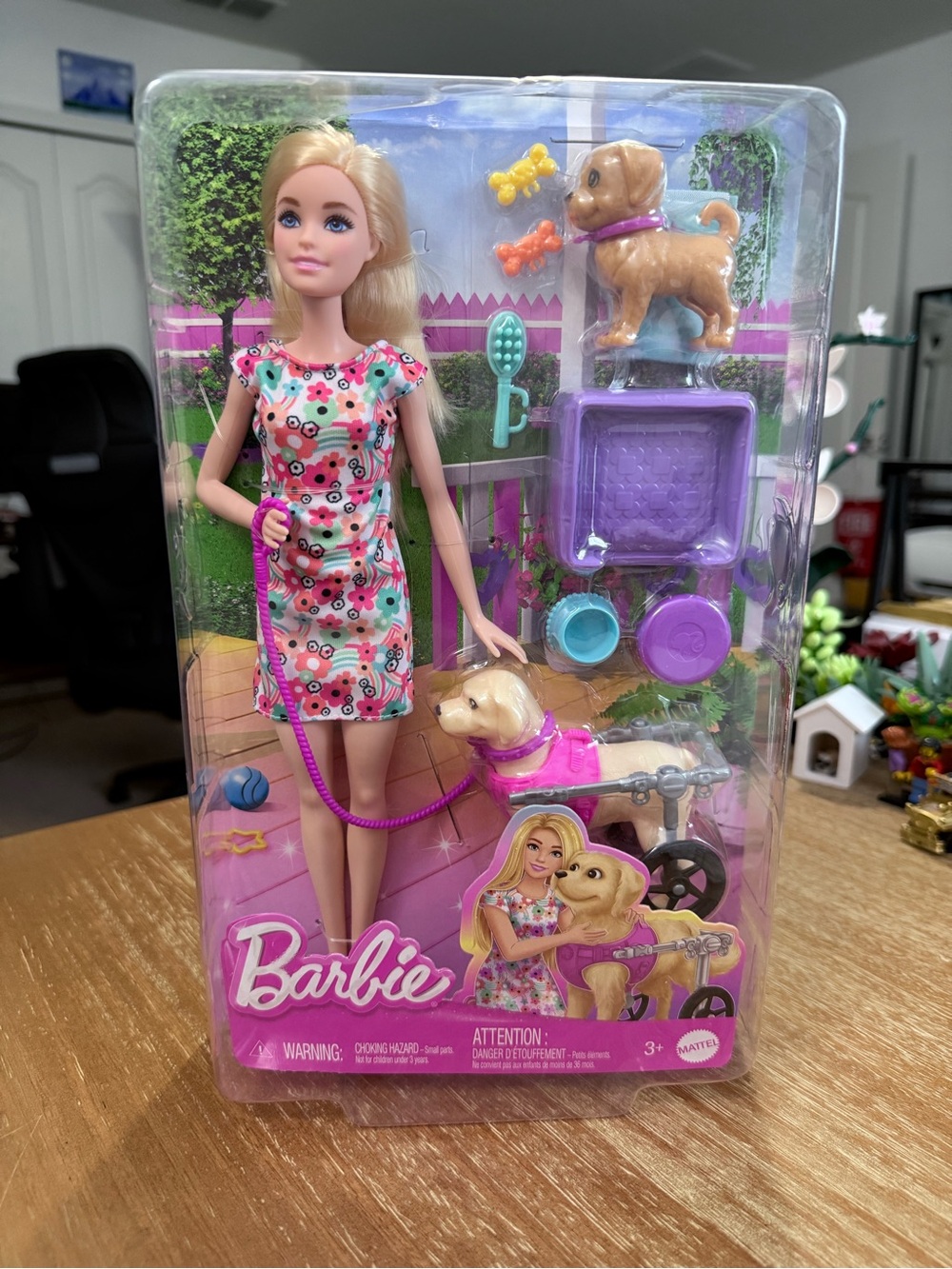 Barbie Blonde Doll with Dog Wheelchair and Pup accessories
